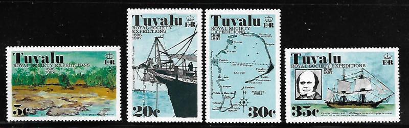 TUVALU 54-57 MNH ROYAL SOCIETY OF LONDON EXPEDITIONS SET