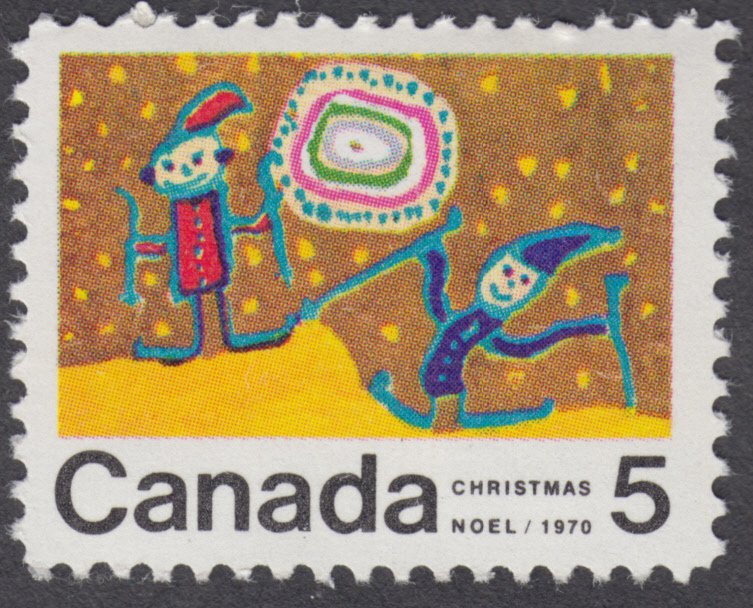 Canada - #522  5c Christmas, Children Skiing - MNH