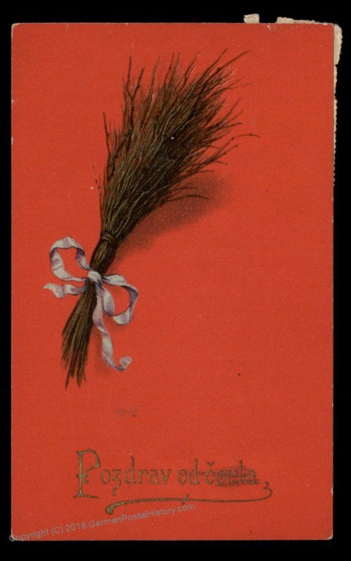 Czech 1920s Classic Krampus Devil Christmas Card USED 95273