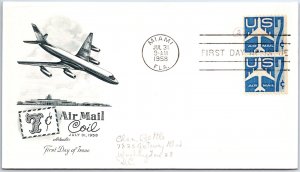 US FIRST DAY COVER PAIR OF 7c AIRMAIL COILS ON ARTMASTER CACHET 1958 (B)