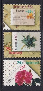 Netherlands  #B635-B637 MNH 1988  FILACEPT   flowers