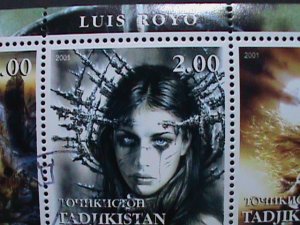 ​TAJIKISTAN STAMP:2001 FAMOUS NUDE PAINTING-LUIS ROYO-CTO-STAMP S/S SHEET-VF