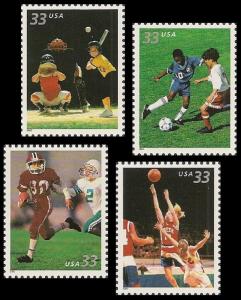 US 3399-3402 Youth Team Sports 33c set (4 stamps) MNH 2000