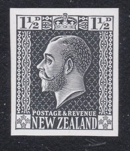 NEW ZEALAND GV 1½d surface printed imperf plate proof in black.............B3072