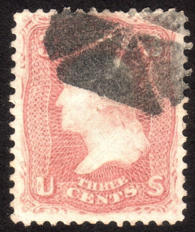 1861, US 3c, Washington, Used, Well centered, Fancy cancel, Sc 65