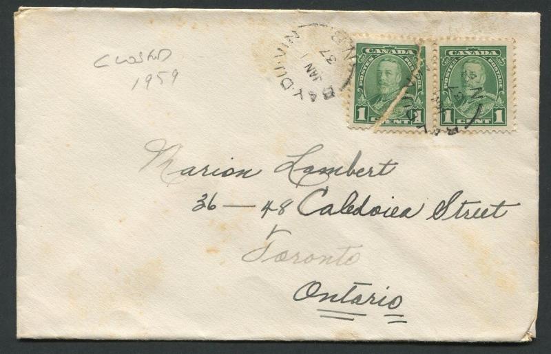 NEW BRUNSWICK SPLIT RING TOWN CANCEL COVER BAY DU VIN