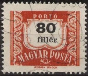 Hungary J243 (used cto) 80f numeral, red, perf. 14½ (1958)