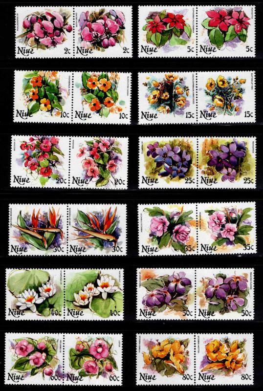 Niue Scott 317-328 Flower Pairs MNH**