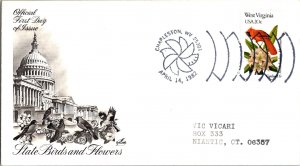 United States, West Virginia, United States First Day Cover, Birds, Flowers