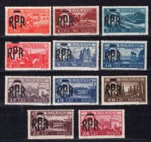 ROMANIA 1948 VERY GOOD RPR OVERPRINT SET SCOTT 684-694 PERFECT MNH