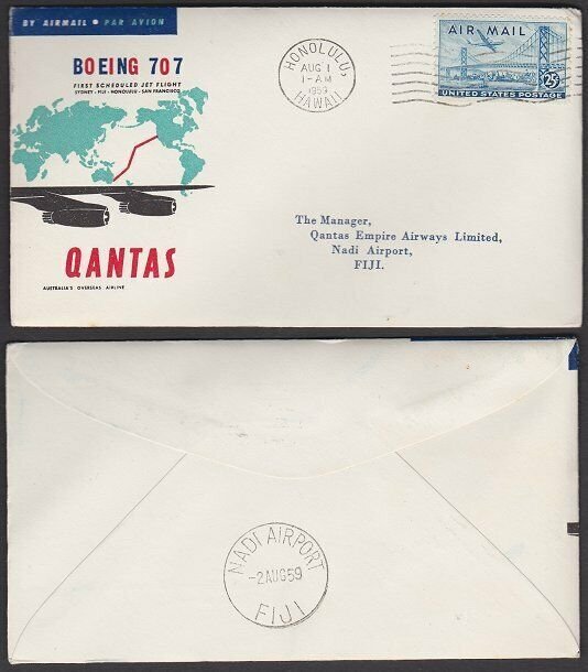 USA 1959 Qantas first flight cover Honolulu to Fiji........................L927A