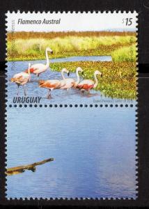 ENVIRONMENT RAMSAR WETLANDS FAUNA BIRD FLAMINGO URUGUAY 2015 MNH STAMP 