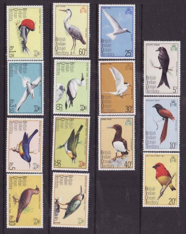 BIOT-Sc#63-77 ex 69- id11-unused og NH set-Birds-1975-