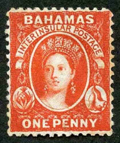 Bahamas SG25 1d Vermilion wmk Crown CC Perf 12.5 Mint no gum Cat 75 pounds 