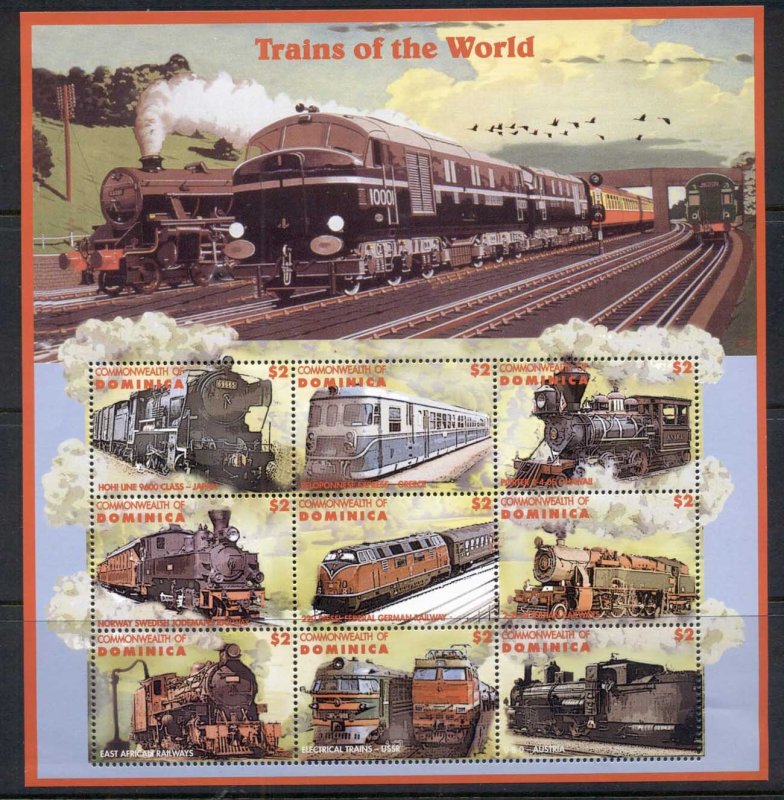 Dominica 1996 Trains of the World sheetlet MUH