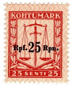 (I.B) Estonia Revenue : Court Fees 25Rpf on 25s OP (German Occupation)