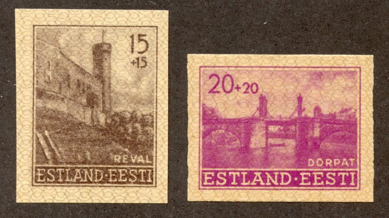Estonia Scott NB1var-NB2var Unused H - 1941 Occupation Semi-Postal Imperforates