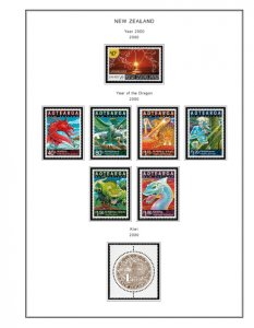 COLOR PRINTED NEW ZEALAND 2000-2004 STAMP ALBUM PAGES (88 illustrated pages)