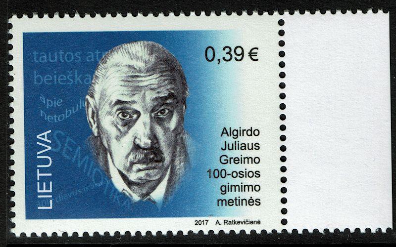 Lithuania #1103  MNH - Semiotician Algirdas Julien Greimas (2017)