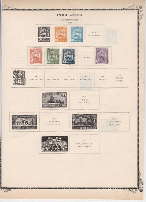 indo china 1922 - 27   stamps on album page ref r11377