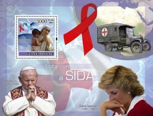 Guinea - Bissau 2007 - Fight AIDS/ Diana/ Pope J.P. II/ Red Cross/ M.Teresa S/s