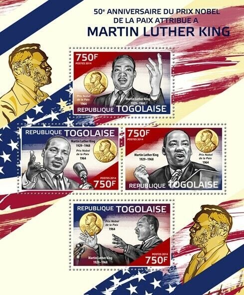 2014 TOGO MNH. MARTIN LUTHER KING JR.’S |  Michel Code: 6086-6089