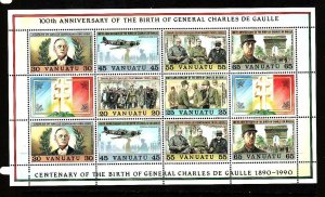 Vanuatu-Sc#530-Unused NH sheet-Charles De Gaulle-1990-please note there is a s