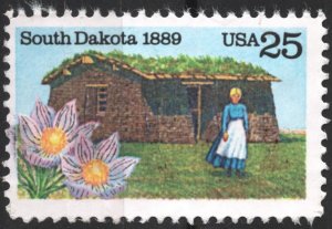 SC#2416 25¢ South Dakota Statehood Single (1989) Used