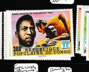 Congo Peoples Republic Football SC 441-5 MNH (6gem)