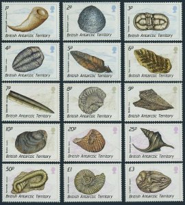 British Antarctic 153-167,MNH.Michel 156-170. Fossils 1990. Shells.