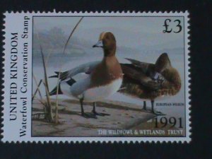 UNITED KINGDOM-WATERFOWL CONSERVATION STAMP-LOVELY BIRDS  MNH RARE-VERY FINE