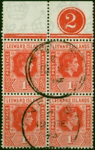 Leeward Is 1942 1d Carmine SG99c Die B Fine Used Pl.2 Block of 4 'Nevis 1945 ...