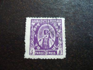 Stamps - India - Saurashtra - Scott# 22 - Used Part Set of 1 Stamp