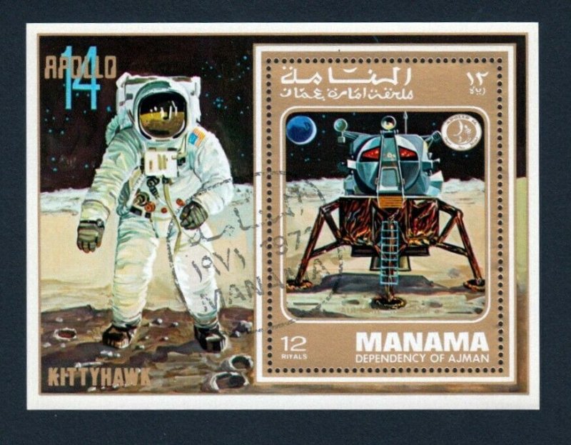 SPACE = Apollo 14 Moon Flight = Kittyhawk Capsule - Souvenir Sheet Manama [W02]