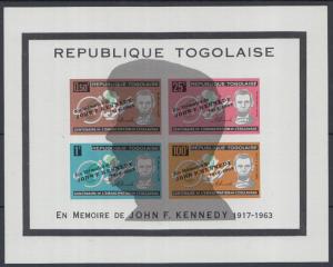 XG-K142 TOGO IND - Kennedy, 1963 Memorial, Lincoln, Imperf. MNH Sheet