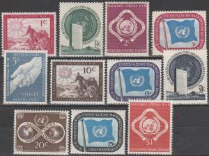 United Nations #1-11 MNH  CV $9.75 (A3216)