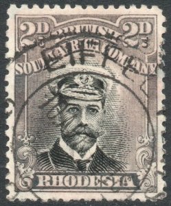 RHODESIA-1913-19 2d Black & Brownish Grey Sg 220 FINE USED V43825