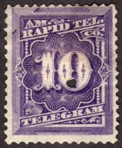 1881, US 10c, American Rapid Telegraph Co., MH punched, Sc 1T4