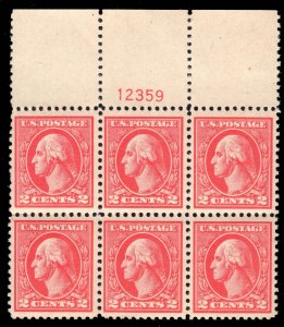 MOMEN: US STAMPS #528B INTACT PLATE BLOCK OF 6 MINT OG NH XF LOT #91917