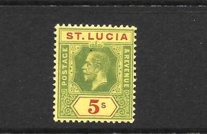 ST LUCIA  1921-30   5/-   KGV   MH       SG 105