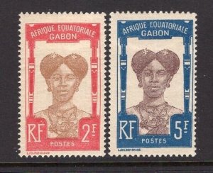 Gabon 1910 Fang Woman 2fr + 5fr High Values Mint H #70-71