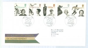 Great Britain 1693-1697 1996 Women Of Achievement, Set of 5 on an Addressed, Typed, Cacheted FDC