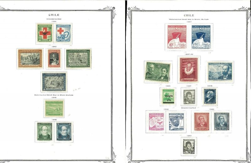 Chile 1944-1979 M & U Hinged on a Duplicated Mix of Scott Pages (41)