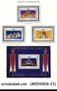 GRENADA GRENADINES - 1977 QEII SILVER JUBILEE - SET OF 3-STAMPS & 1-M/S MNH