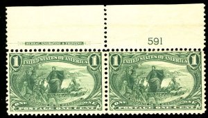 MALACK 285 VF OG NH, Plate Pair, super fresh! b1220