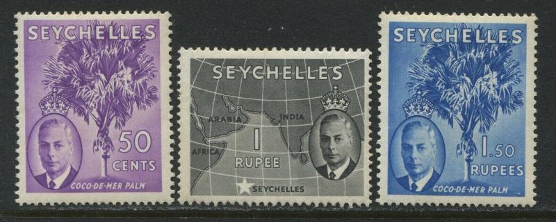 Seychelles KGVI 1952 50 cents to 1.5 rupees mint o.g.