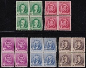 U S Scott # 884-888 Famous American Artists Blocks of 4 Mint Never Hinged/LH