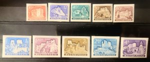 HUNGARY 1960 IMPERF MNH  CASTLES I SC.1356-66, MI.1650-9