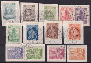 Fiume 1919 Sc 27-39 partial set used on piece with matching cancels