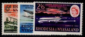 RHODESIA & NYASALAND QEII SG40-42, 1962 airmail service set, NH MINT.